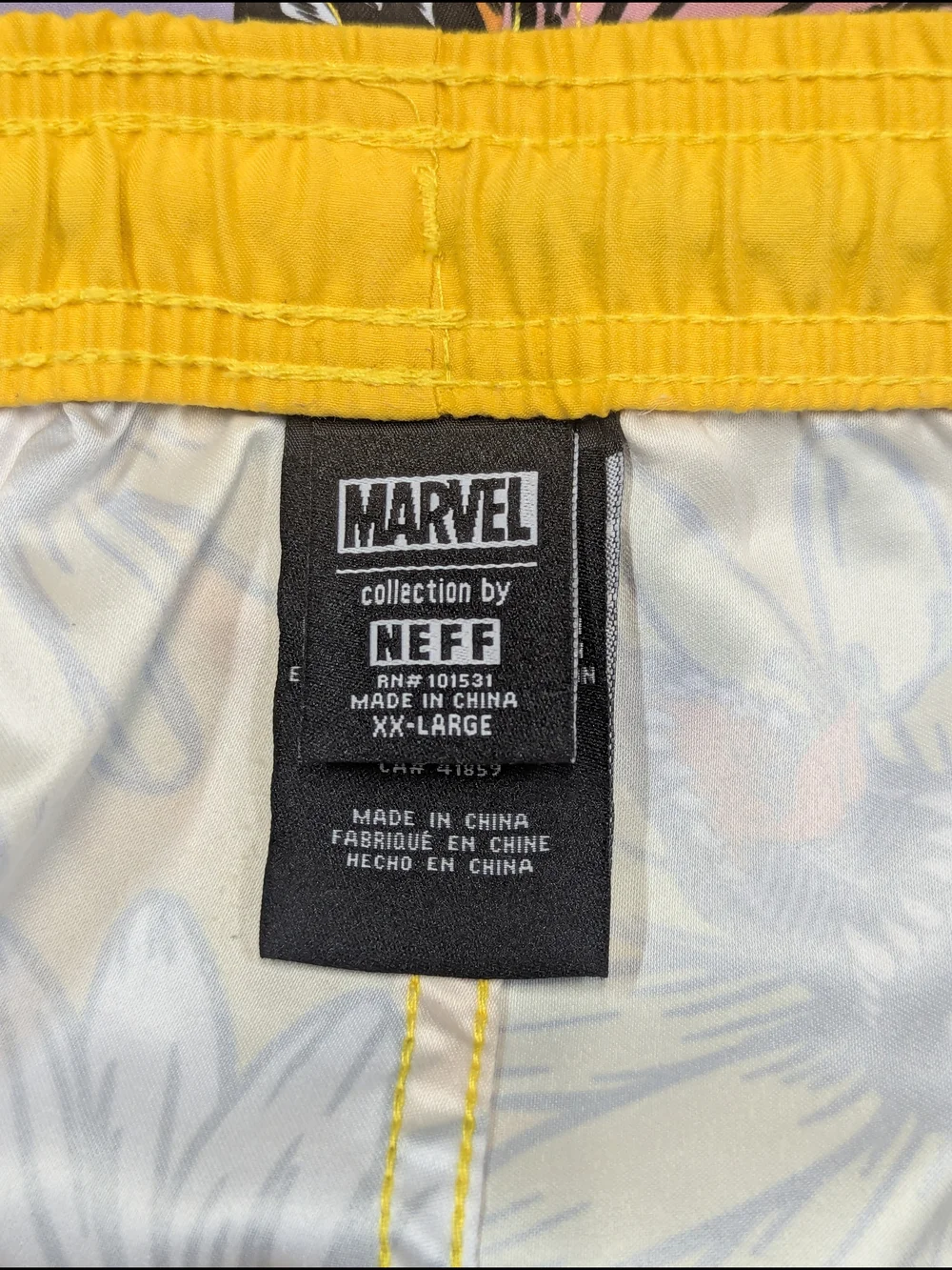 Neff Yellow Floral & Butterfly Board Shorts Marvel Spiderman And Venom